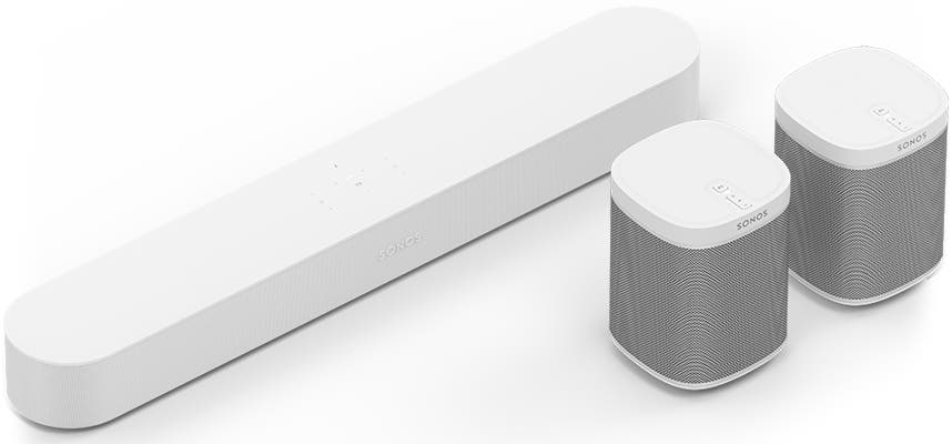 Sonos Beam and Two Sonos Ones best multi-room audio systems