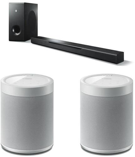 Yamaha MusicCast BAR 400 with two MusicCast 20 best multi-room audio systems