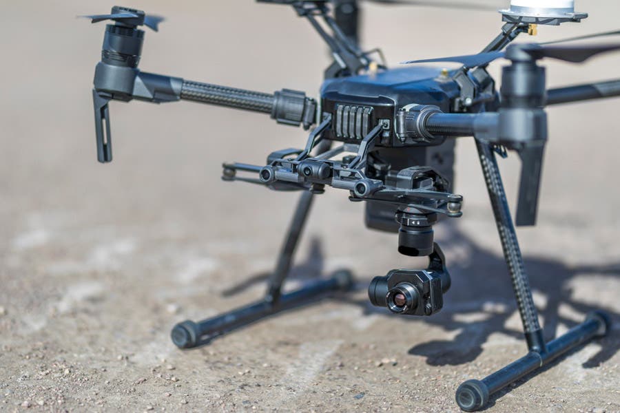 closer shot of a small thermal camera attached on a drone