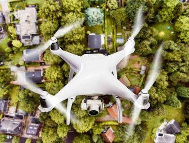 drone hovering over a home subdivision