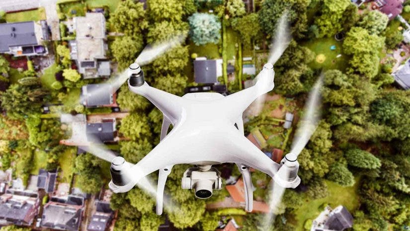 drone hovering over a home subdivision