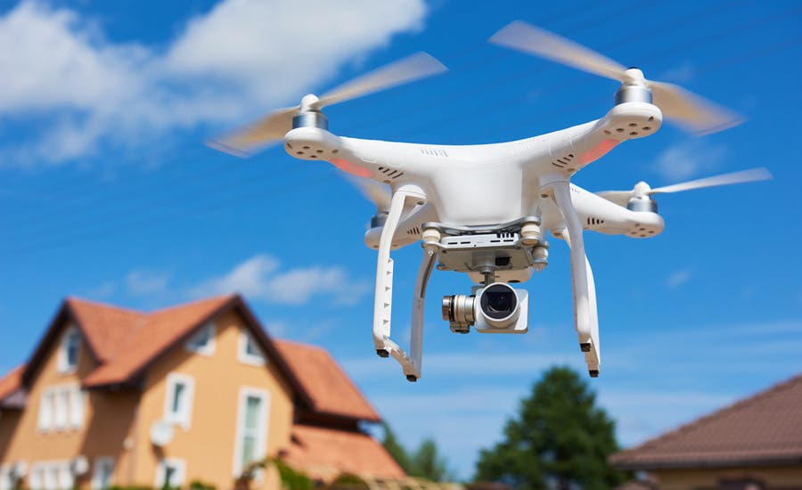 drone hovering out on the street