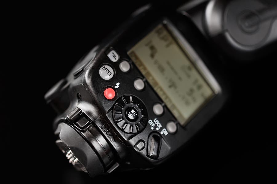 close up shot of external flashes settings