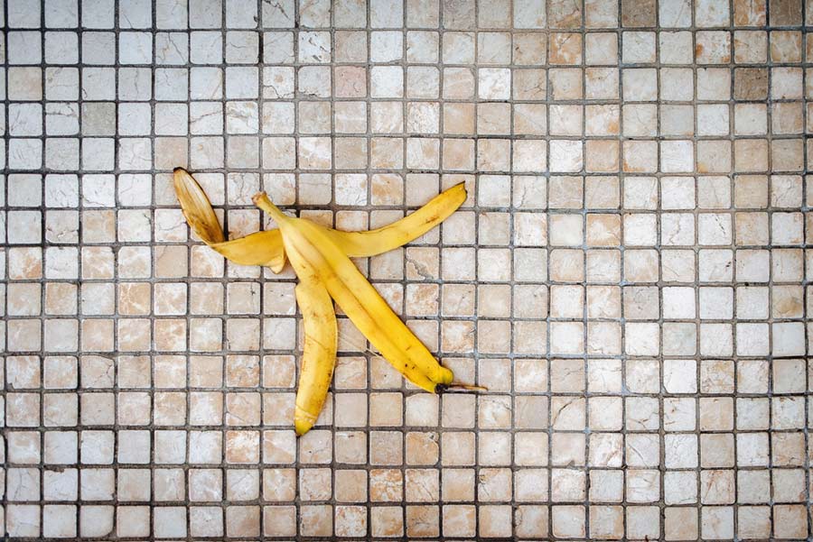 photo of a banana peel on the floor