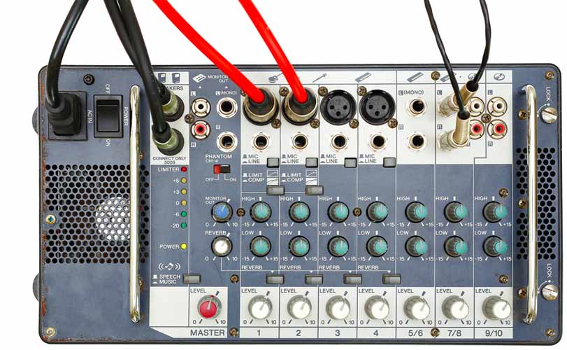 a mixer on a portable PA system