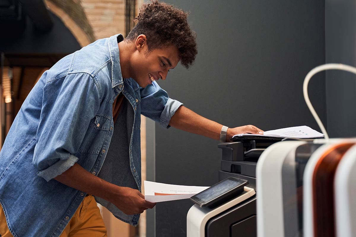 photographer with photo printer