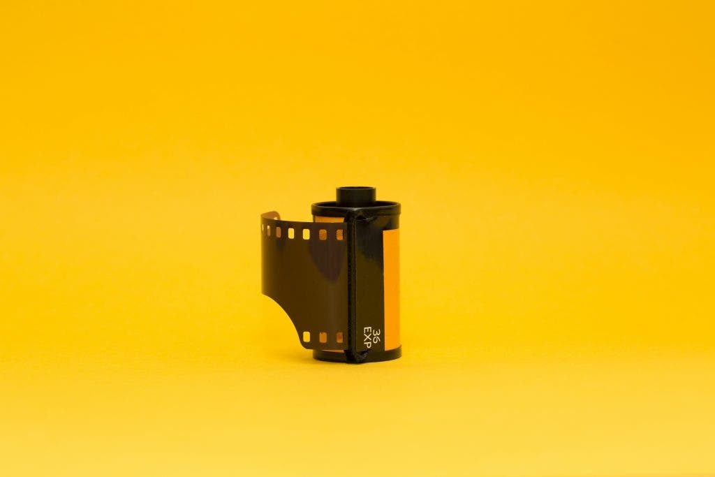 Raw film on a yellow background