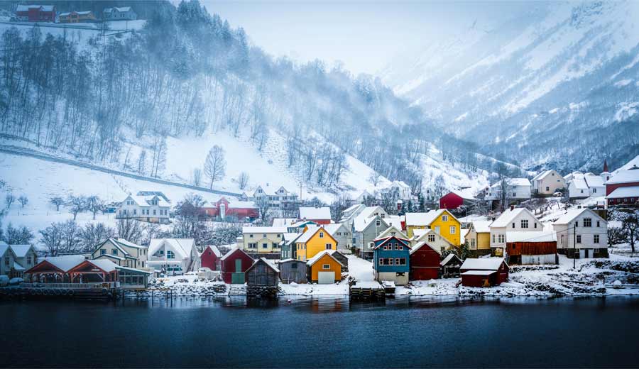 cold weather photography of a mountain village