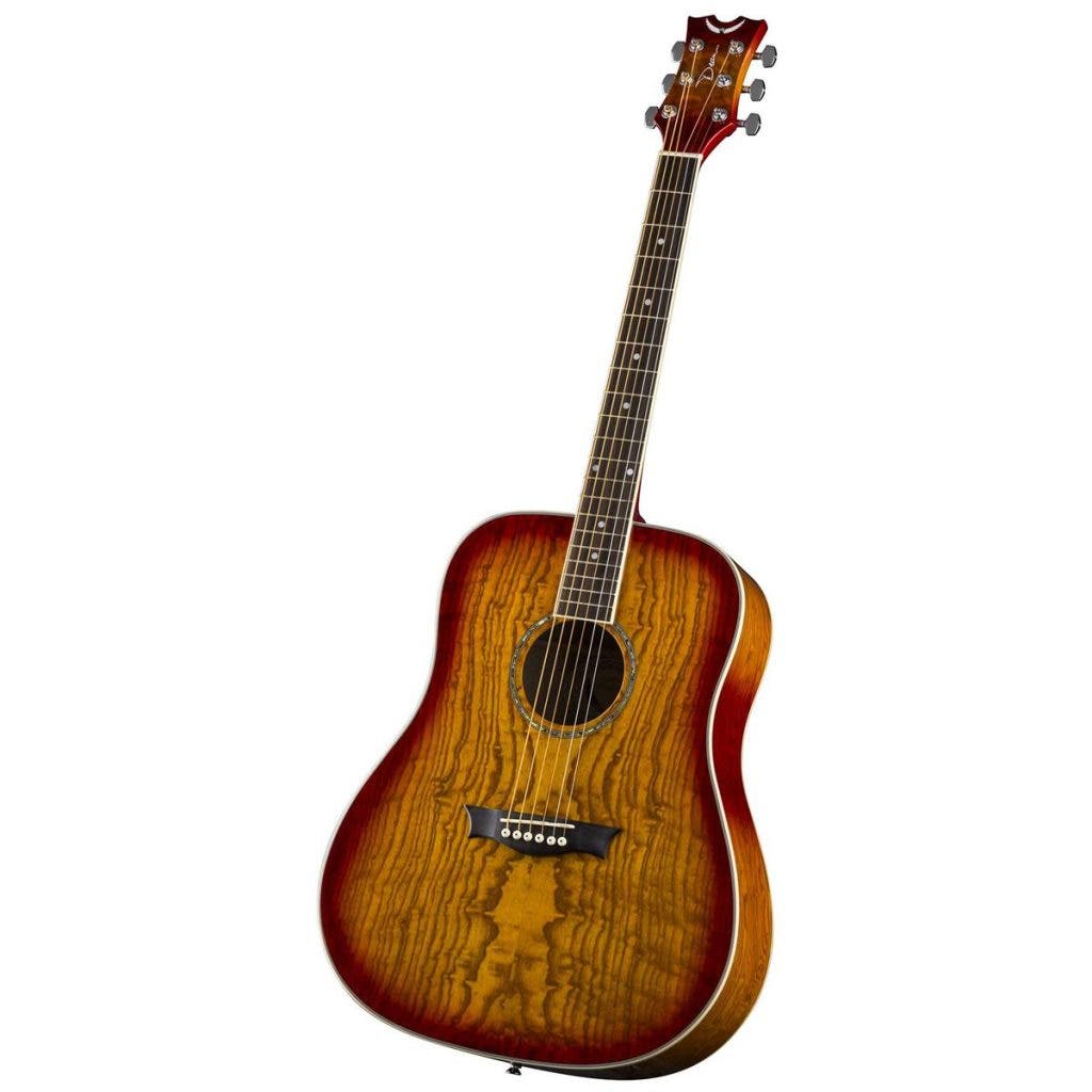 Dean Guitars AXS Dreadnought Quilt Ash Acoustic Guitar, 20 Frets, "C" Shape Neck, Rosewood Fretboard, Tobacco Sunburst