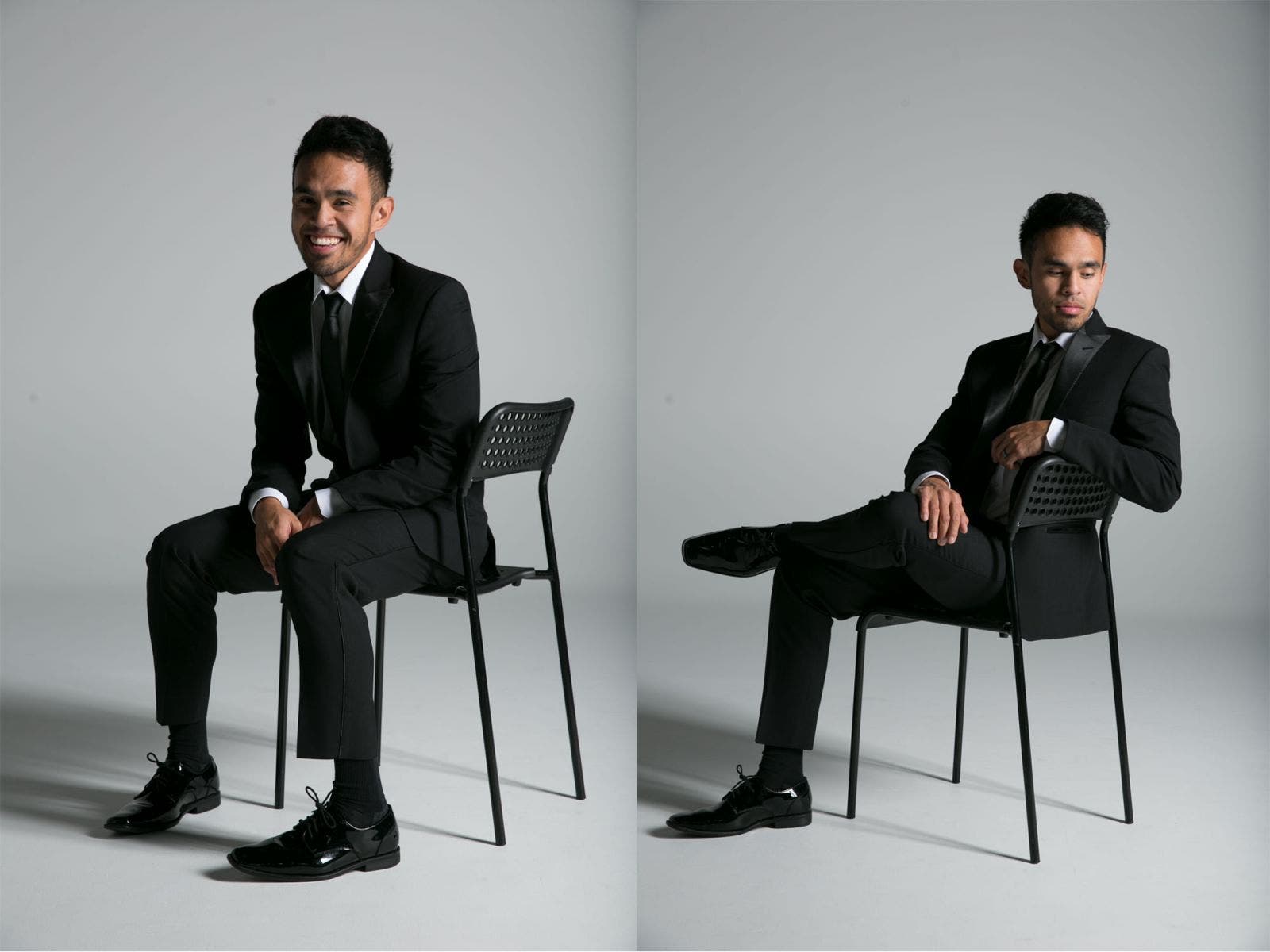 Male model poses in two styles for distinctly different outcomes
