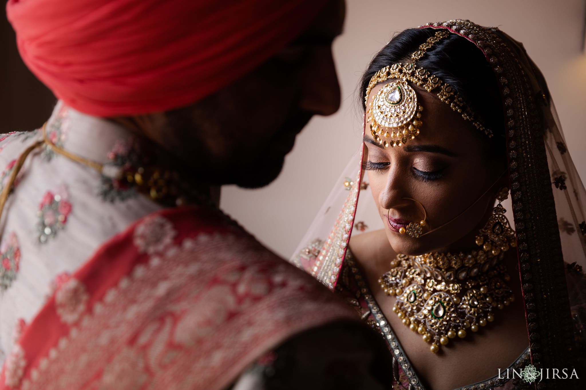 Bride is framed by Groom's silhouette