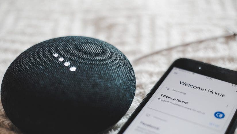 Turned-on charcoal Google Home
