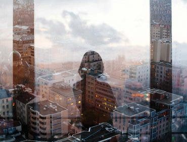 double exposure cityscape