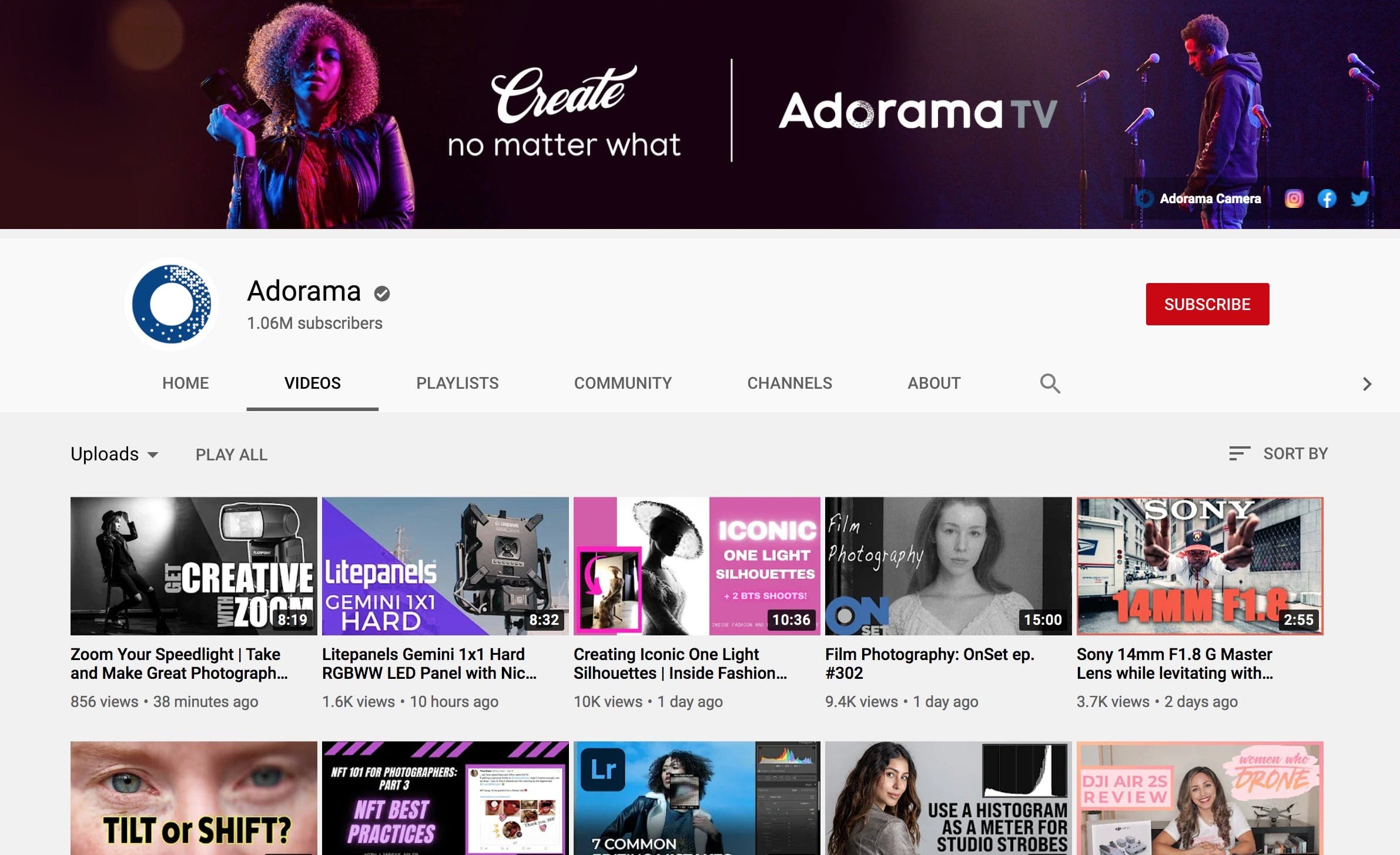 Adorama YouTube channel Adorama YouTube channel