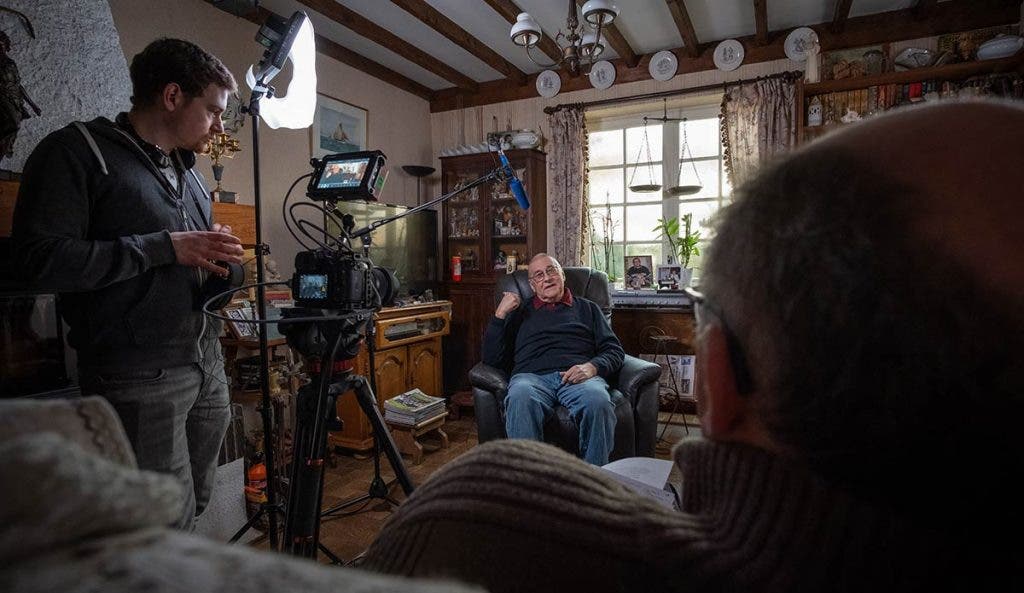 filming a documentary interview set