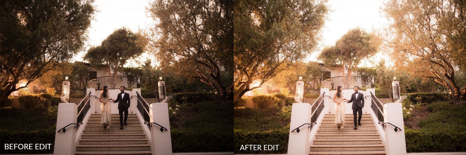 Edits for before and after examples using post production