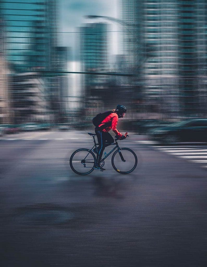 motion blur bicyclist on road