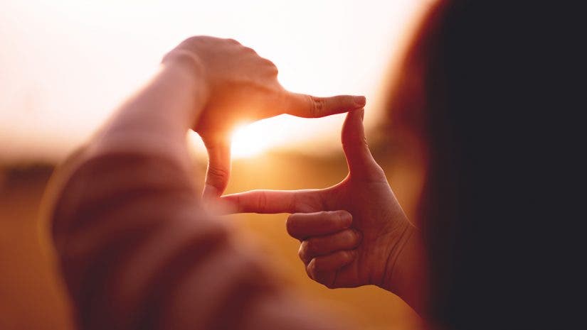 photography composition frame with fingers