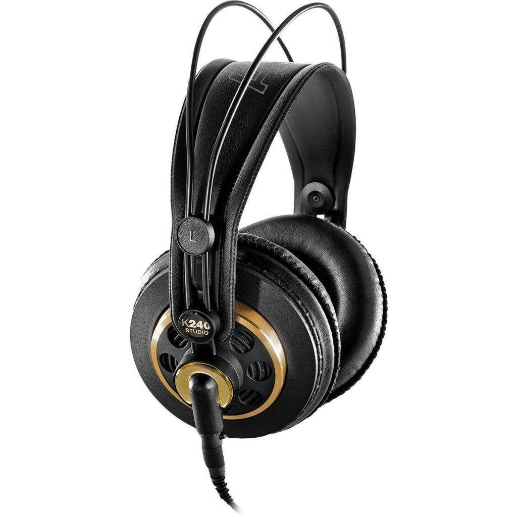 AKG Acoustics K240 Studio Over-Ear Semi-Open Professional Headphones, 15-25000 Hz Frequency Bandwidth, 55 Ohms Impedance, 1/4" and 1/8" Screw-on Jack Combo