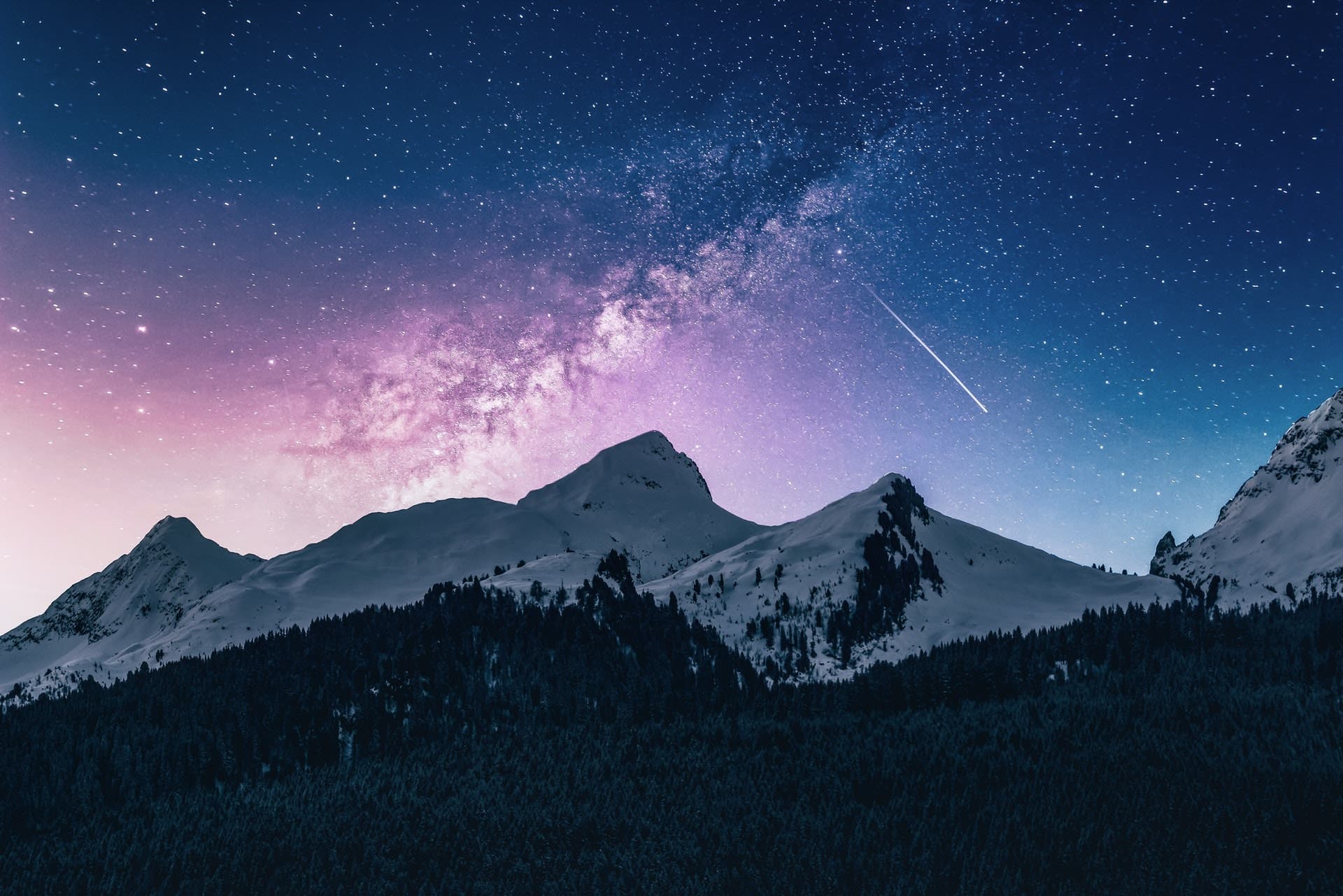 Moena in Italy with a starry sky above