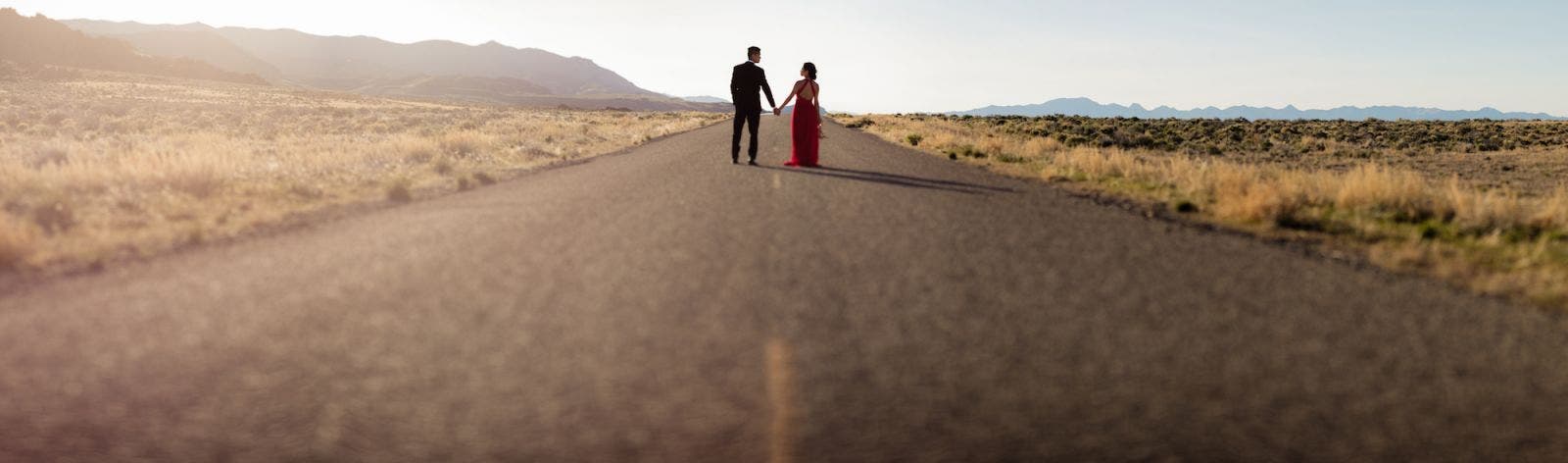 couple placed at the top of the frame