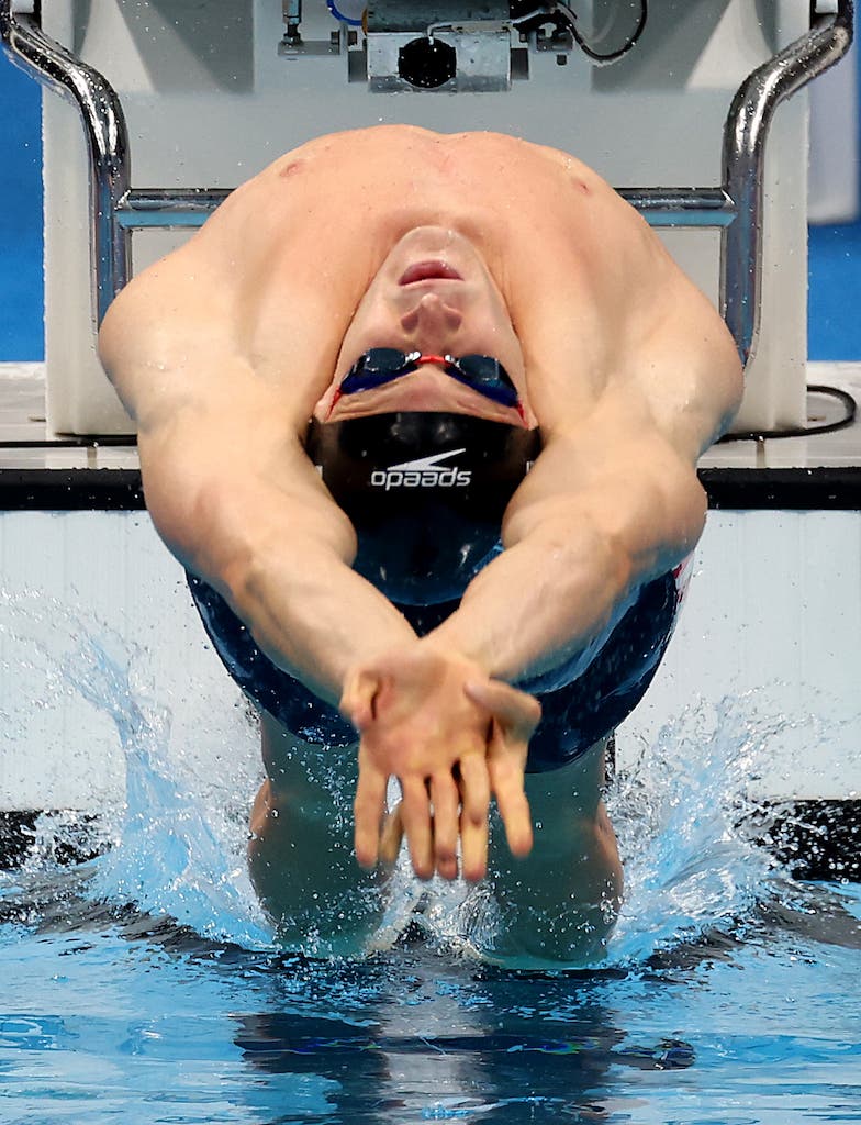 TOKYO, JAPAN - JULY 27: Ryan Murphy of Team United States competes in the Men's 100m Backstroke Final on day four of the Tokyo 2020 Olympic Games at Tokyo Aquatics Centre on July 27, 2021 in Tokyo, Japan. (Photo by Jamie Squire/Getty Images)