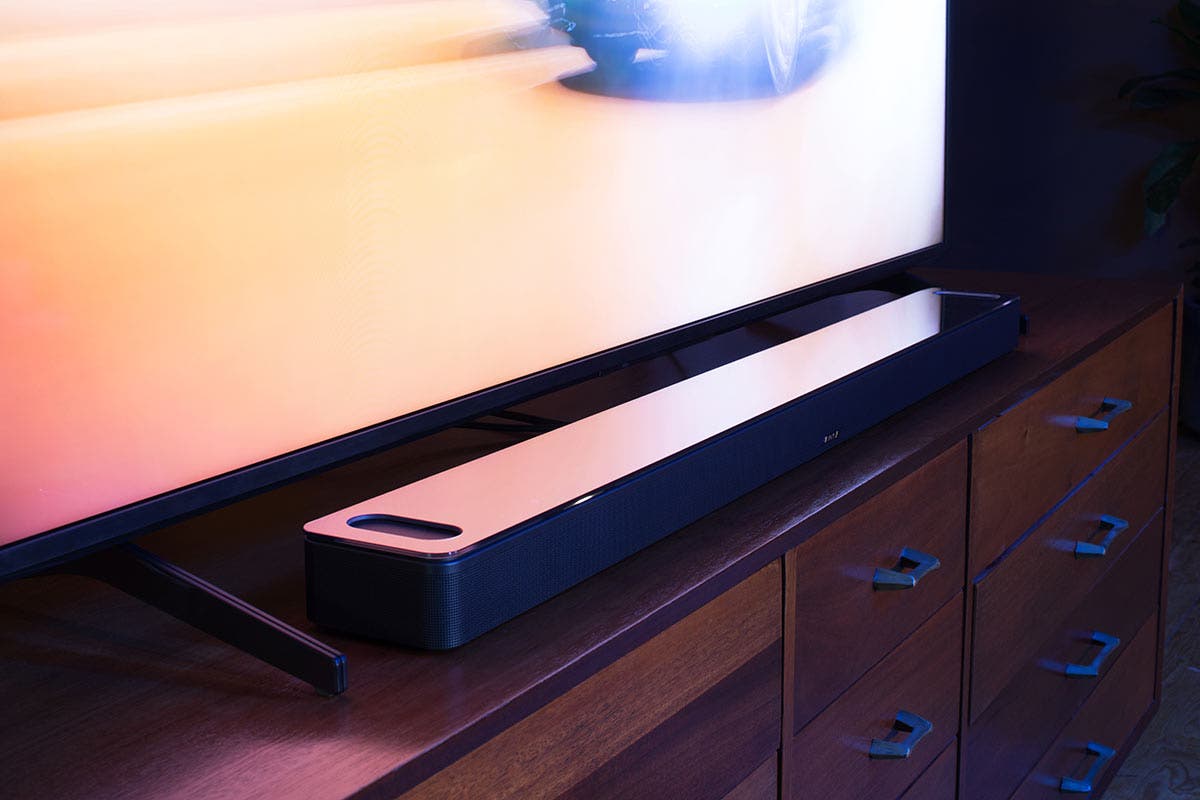 Bose Soundbar 900 on living room entertainment center