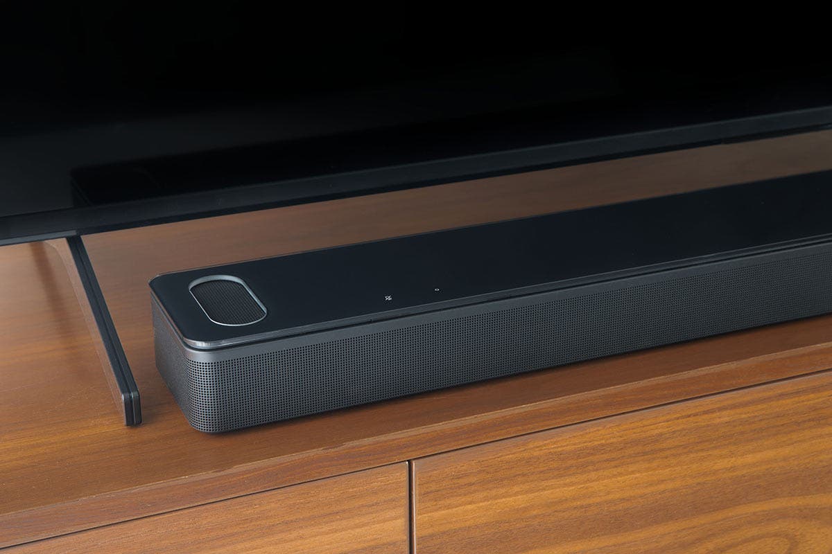 Bose Soundbar 900 on living room entertainment center