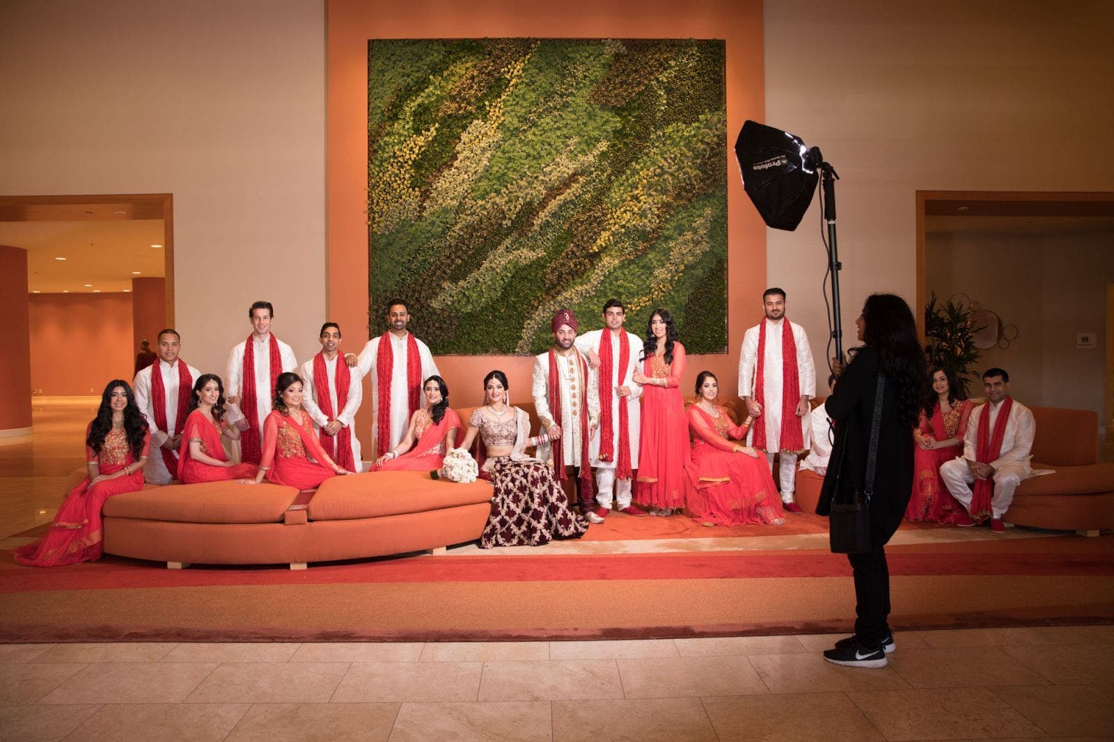lighting BTS for group photo poses