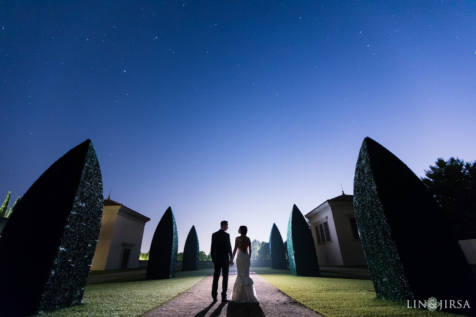 night portrait of couple