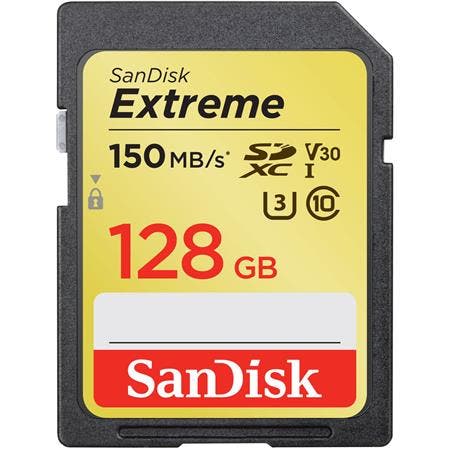 SanDisk 128GB Extreme UHS-I V30 U3 Class 10 SDXC Memory Card, 150MB/s Read, 70MB/s Write