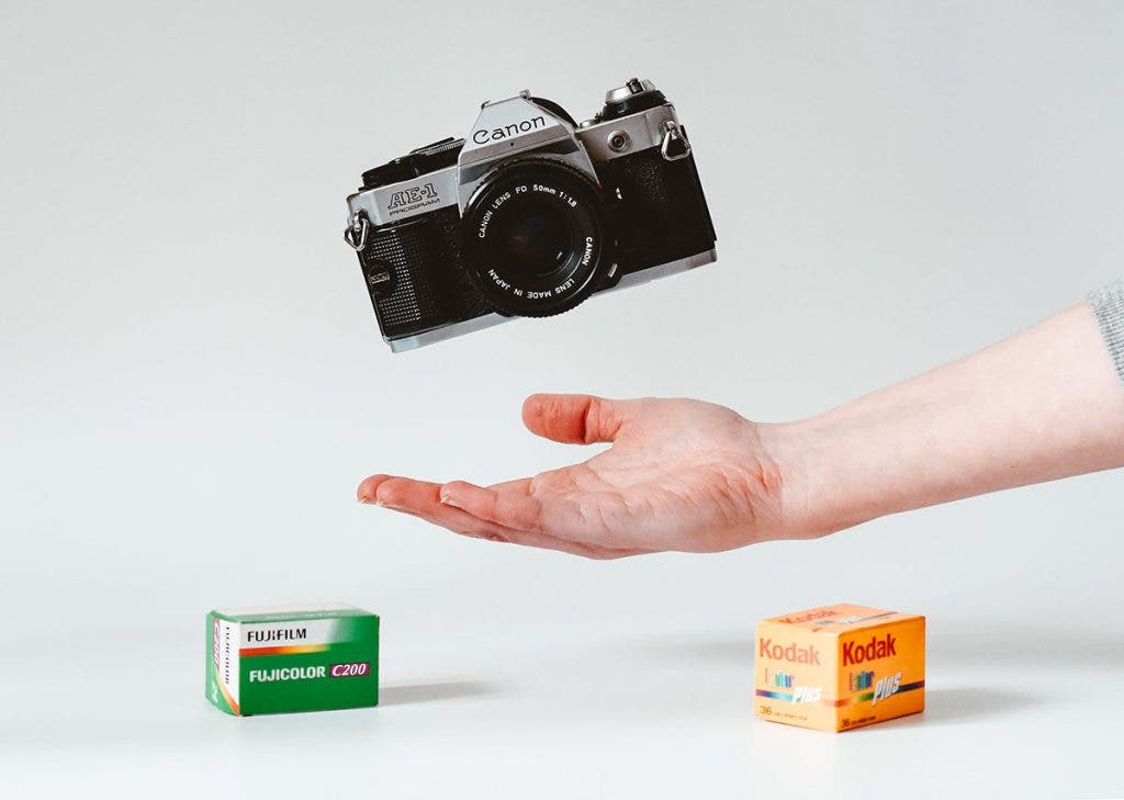 analog film camera with film