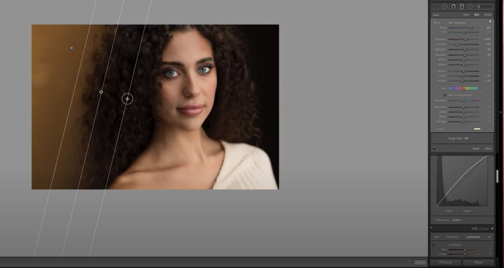 Lightroom gradient used for flare