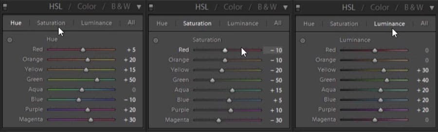 Settings for a pastel color look in Lightroom