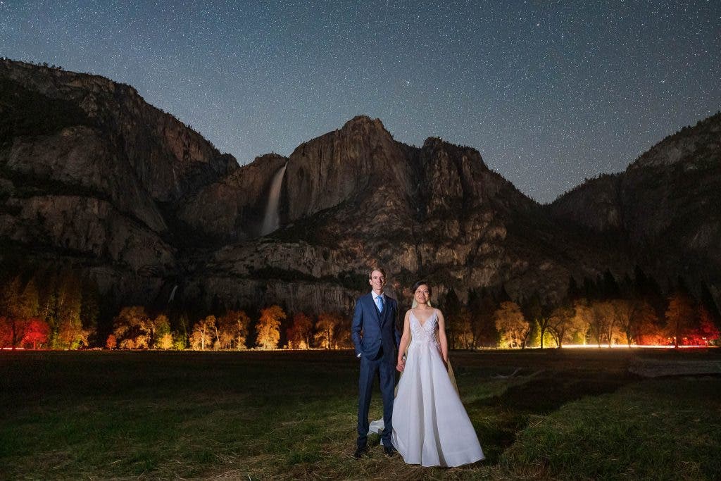 night photography couples portrait