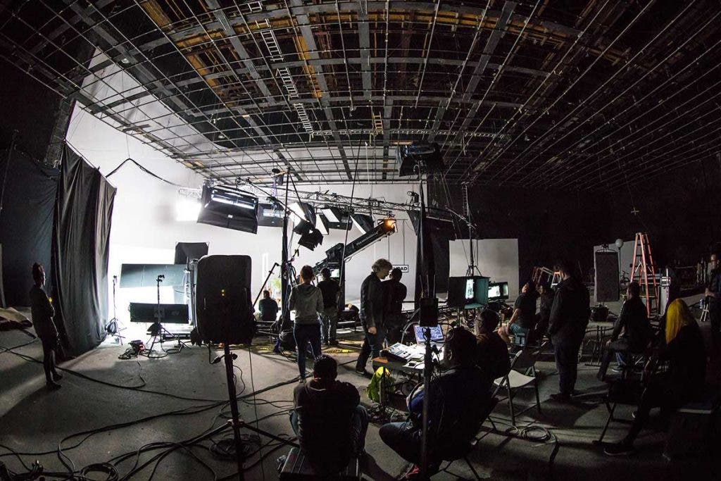 film crew on set