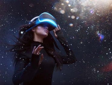 vr player with headset playing vr games
