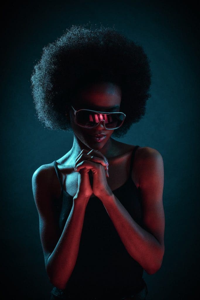 model with hair light portraiture