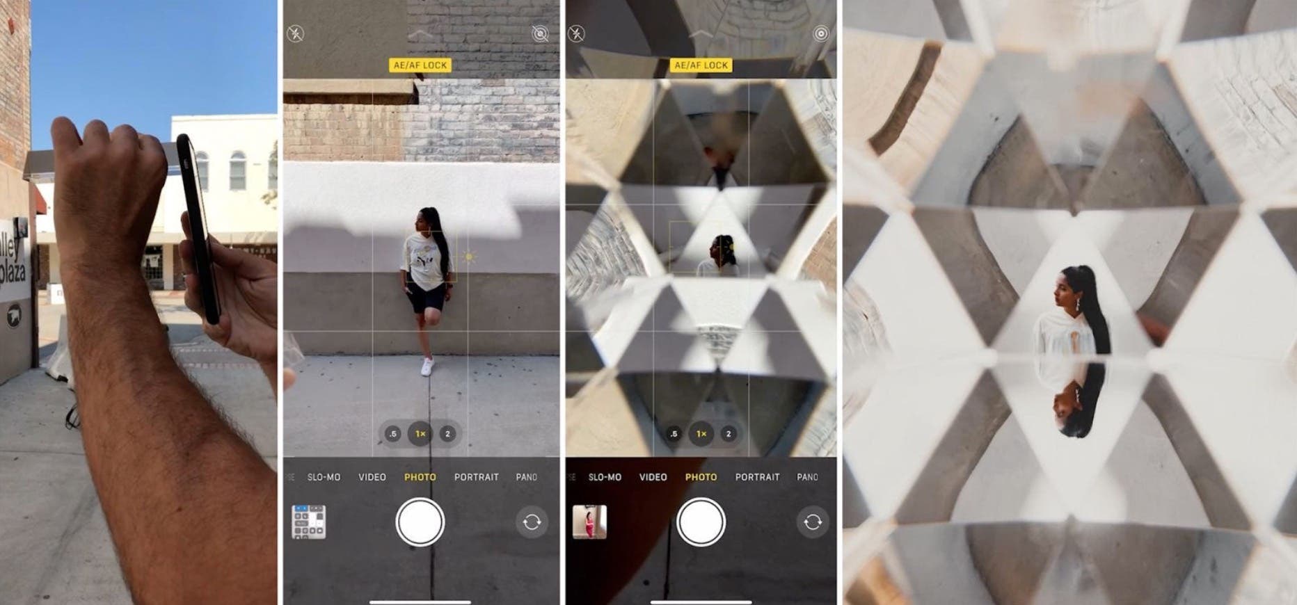 mirror photography with prism and smartphone