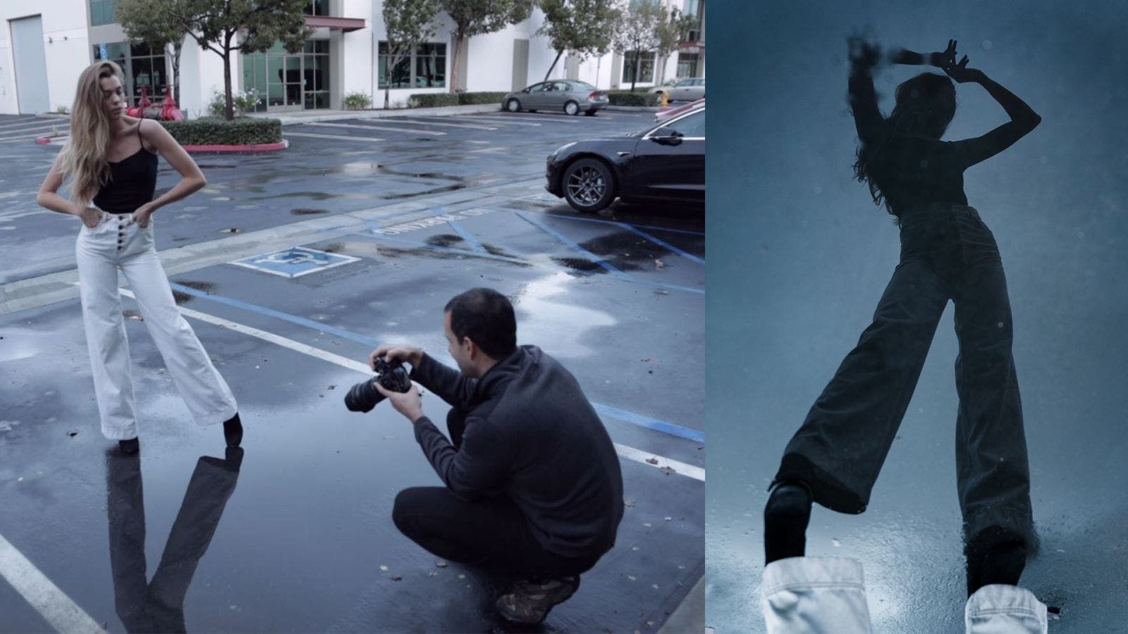 mirror photography in puddles