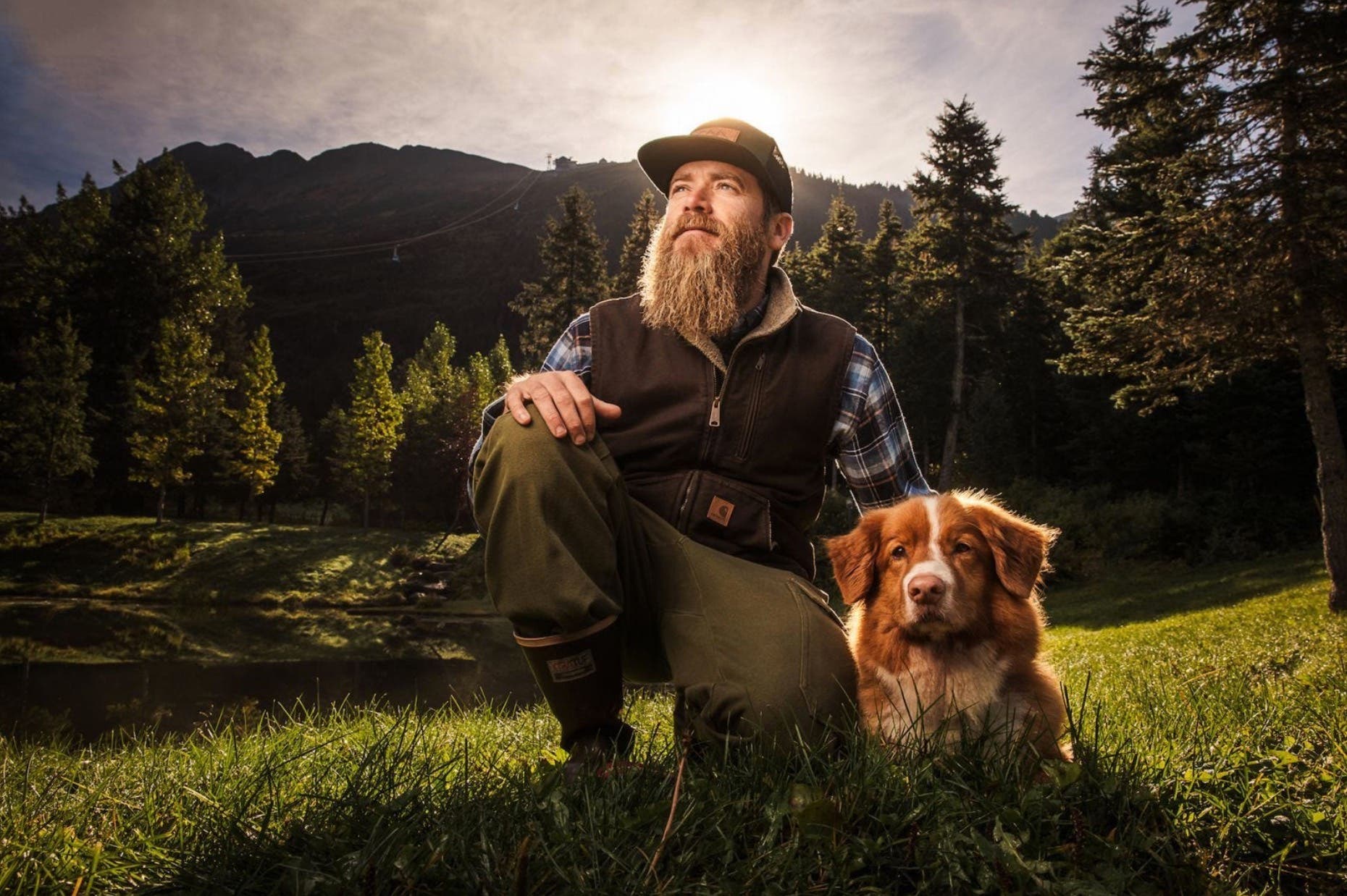 Outdoors guy with dog