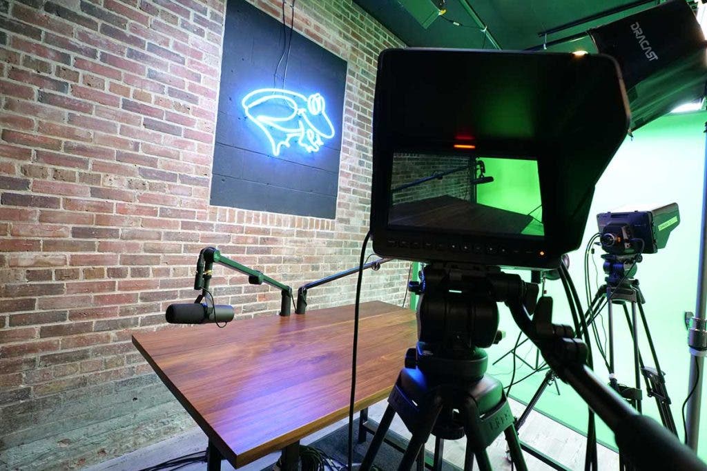 iFrog Marketing Solutions live production studio screen and camera