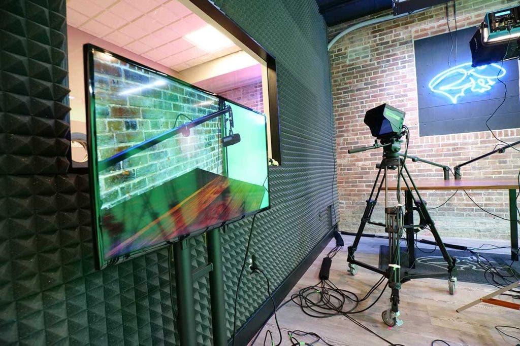 iFrog Marketing Solutions live production studio screen and camera