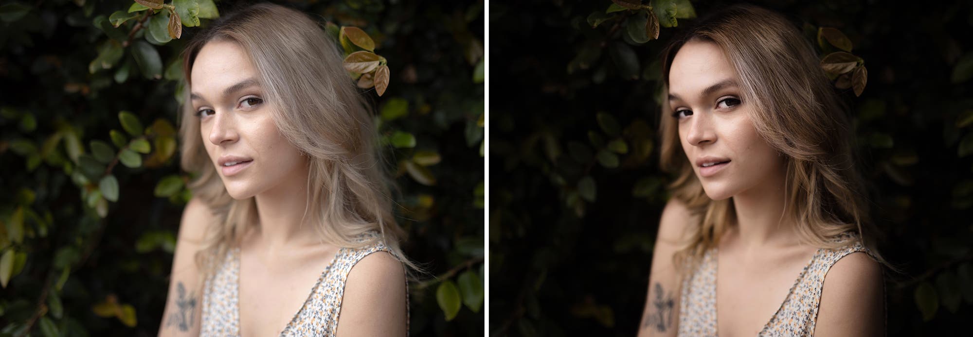 Before and after edits with dodge and burn