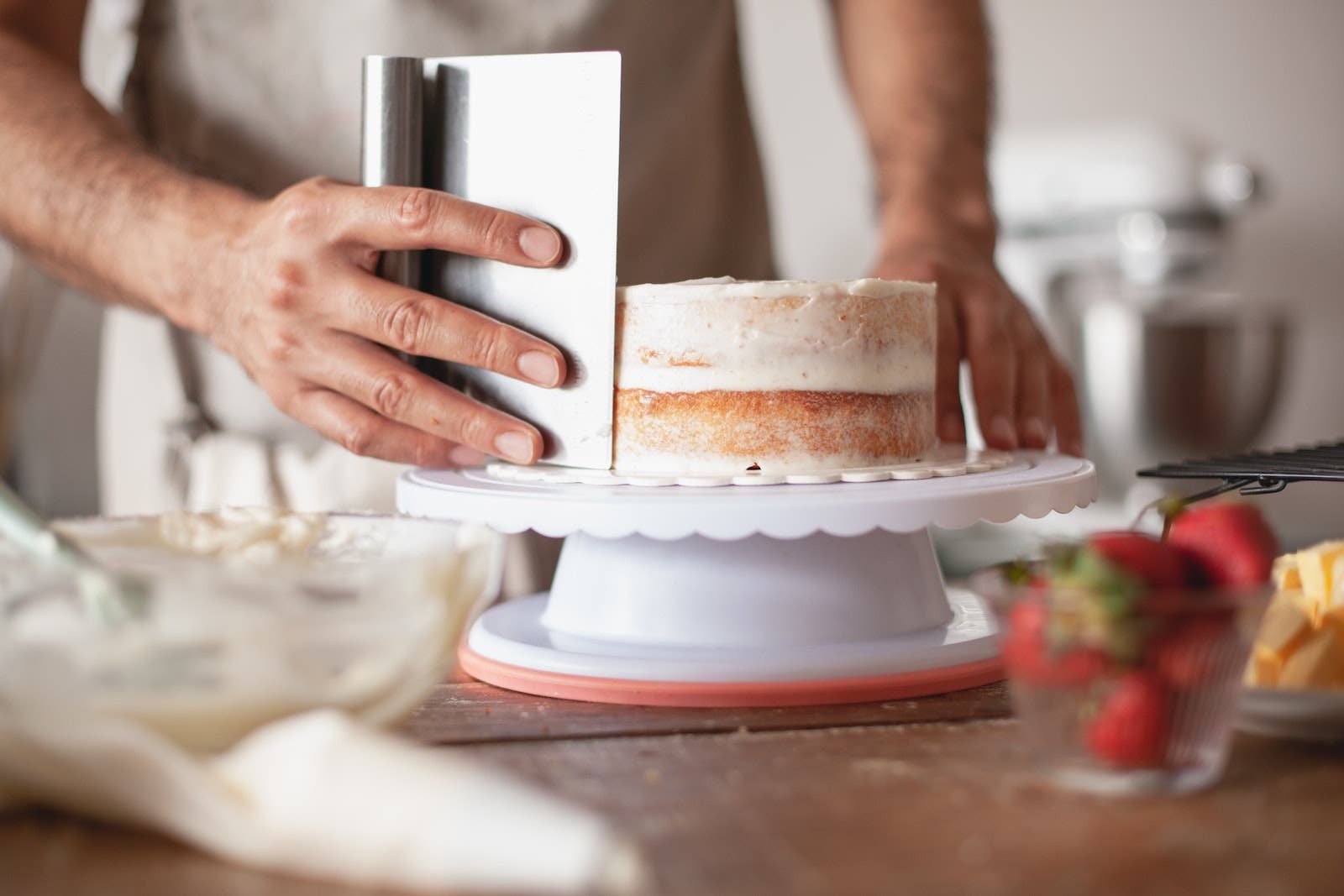 cake making in action for dessert photography