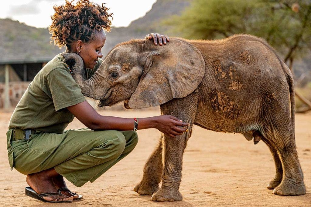 elephant photography on safari with handler