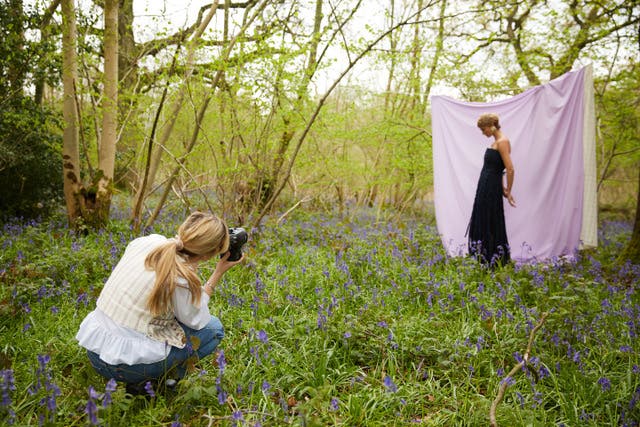 Bossert creating fashion images on location in a woodland setting. Having personal work is key to pitching your photography business.