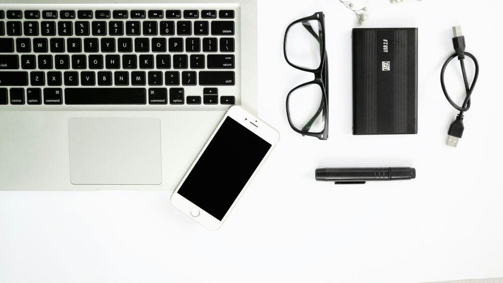 a storage device on an office desk