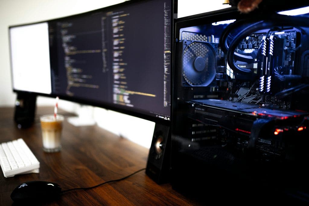 gaming setup with a CPU and graphics card