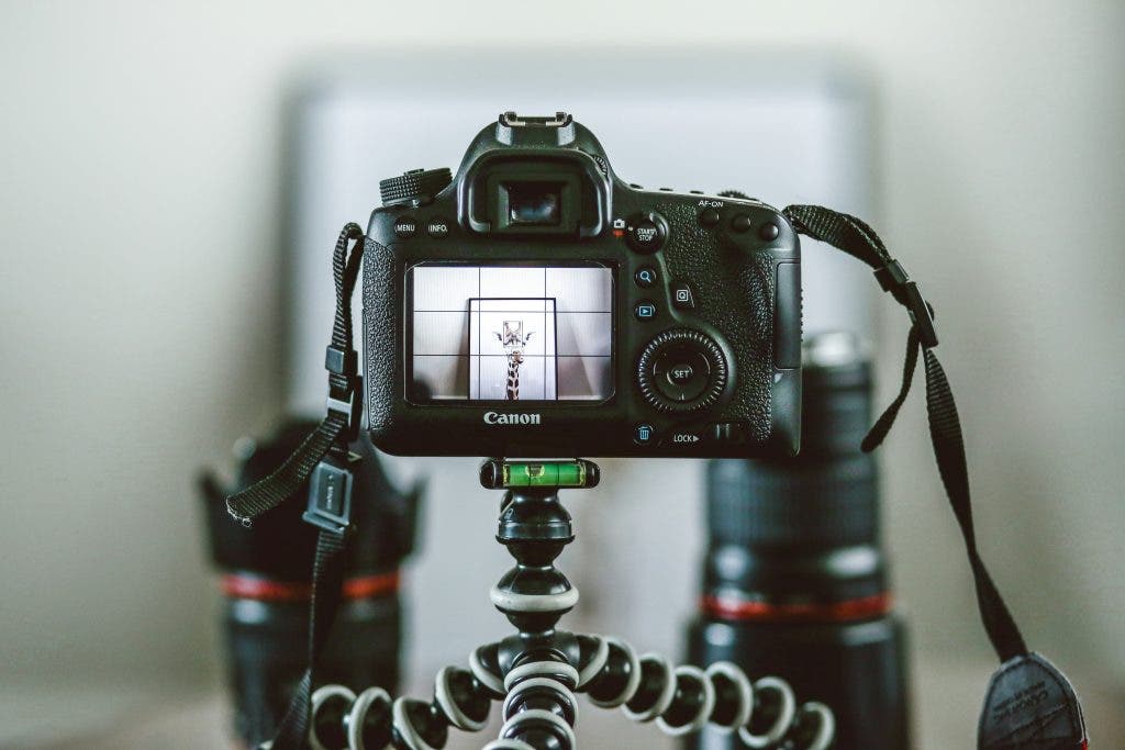 Canon camera with the Rule of Thirds grid on